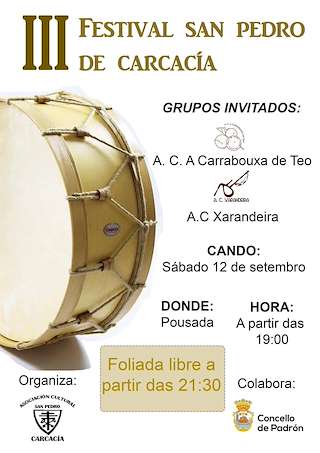 Fechas, información, programa, cartel, imágenes, mapa y ubicación de III Festival San Pedro de Carcacía (2026)  en  Padrón