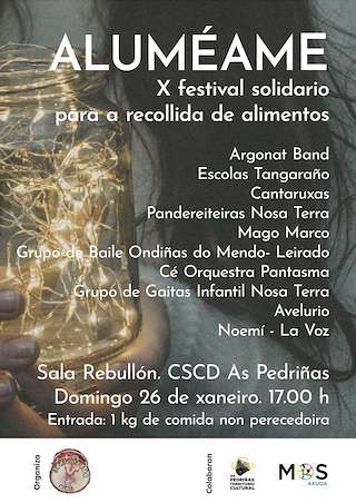 Fechas, información, programa, cartel, imágenes, mapa y ubicación de X Festival Solidario para a Recollida de Alimentos - Aluméame  en  Mos