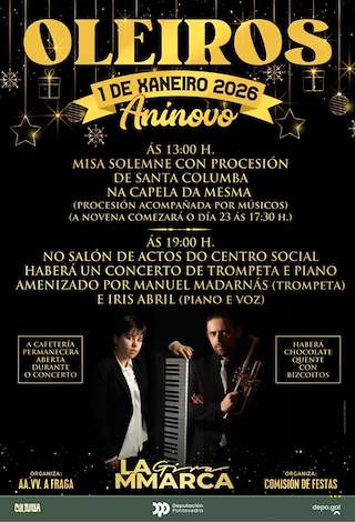 Fechas, información, programa, cartel, imágenes, mapa y ubicación de Fiesta de Año Nuevo de Oleiros  (2026)  en  Salvaterra do Miño