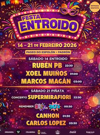 Fechas, información, programa, cartel, imágenes, mapa y ubicación de Fiesta de Carnaval del Espolón (2026)  en  Padrón