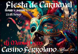 Fechas, información, programa, cartel, imágenes, mapa y ubicación de Fiesta de Carvanal del Casino  en  Ferrol