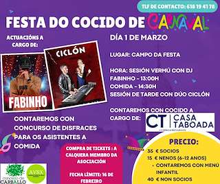 Fechas, información, programa, cartel, imágenes, mapa y ubicación de Fiesta de Cocido de Carnaval de Entrecruces (2026)  en  Carballo