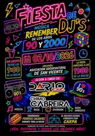 Fechas, información, programa, cartel, imágenes, mapa y ubicación de Fiesta de DJ´s Remember 90 y 2000  (2026)  en  O Rosal
