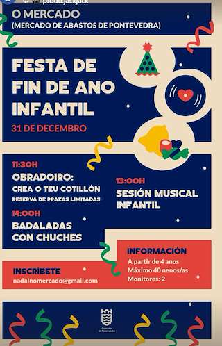Fechas, información, programa, cartel, imágenes, mapa y ubicación de Fiesta de Fin de Año Infantil del Mercado (2025)  en  Pontevedra