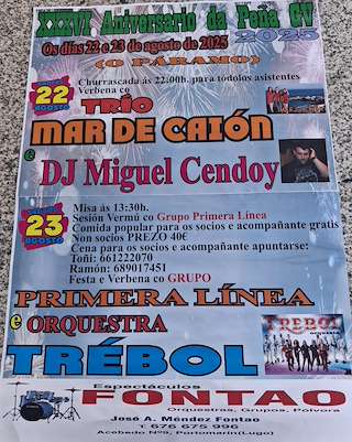 Fechas, información, programa, cartel, imágenes, mapa y ubicación de XXXVI Fiesta de la Peña G.V.  en  O Páramo