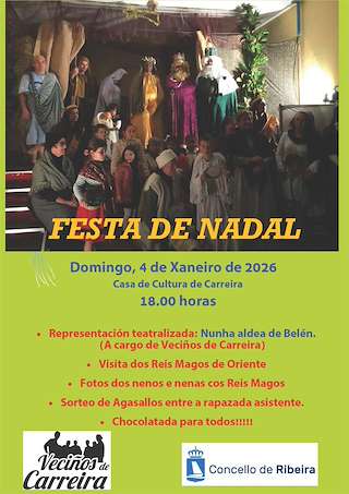 Fechas, información, programa, cartel, imágenes, mapa y ubicación de Fiesta de Navidad de Carreira (2026)  en  Ribeira