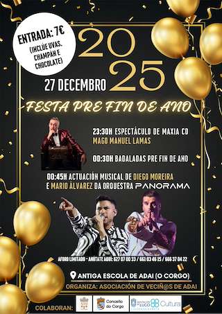 Fechas, información, programa, cartel, imágenes, mapa y ubicación de Fiesta de Pre Fin de Año de Adai (2025) en O Corgo
