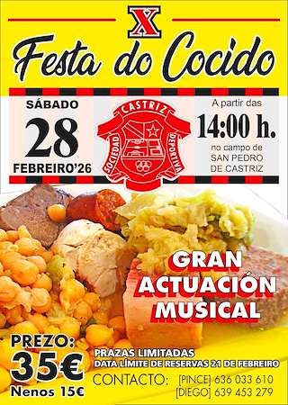 Fechas, información, programa, cartel, imágenes, mapa y ubicación de X Fiesta del Cocido de Castriz (2026)  en  Santa Comba