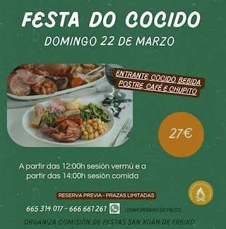 Fechas, información, programa, cartel, imágenes, mapa y ubicación de Fiesta del Cocido de Freixo (2026)  en  Vigo