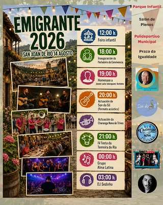 Fechas, información, programa, cartel, imágenes, mapa y ubicación de Fiesta del Emigrante (2026) en San Xoán de Río