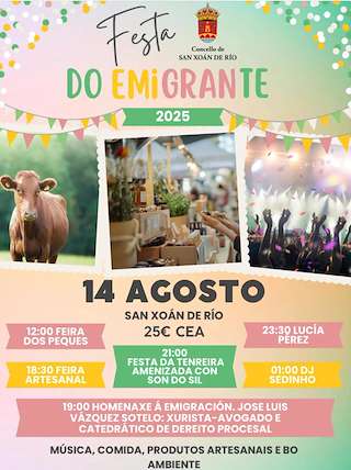 Fechas, información, programa, cartel, imágenes, mapa y ubicación de Fiesta del Emigrante  en  San Xoán de Río