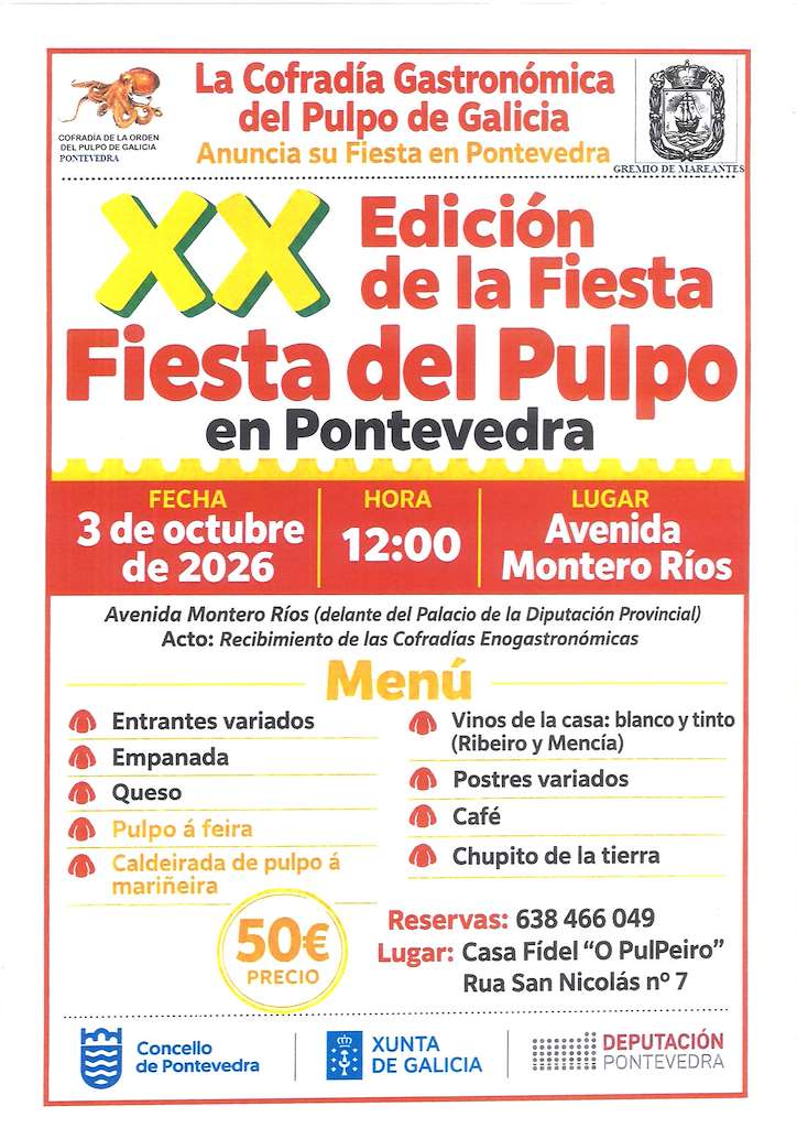 XX Fiesta del Pulpo (2026) en Pontevedra