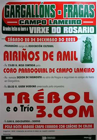 Fechas, información, programa, cartel, imágenes, mapa y ubicación de Fiesta del Rosario de Gargallóns  en  O Campo Lameiro