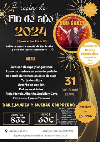 Fechas, información, programa, cartel, imágenes, mapa y ubicación de Fiesta Fin de Año  en  Oza Cesuras