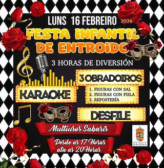 Fechas, información, programa, cartel, imágenes, mapa y ubicación de Fiesta Infantil de Carnaval  (2026)  en  Baiona