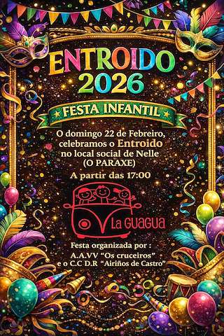 Fechas, información, programa, cartel, imágenes, mapa y ubicación de Fiesta Infantil de Carnaval de Os Cruceiros (2026)  en  Narón