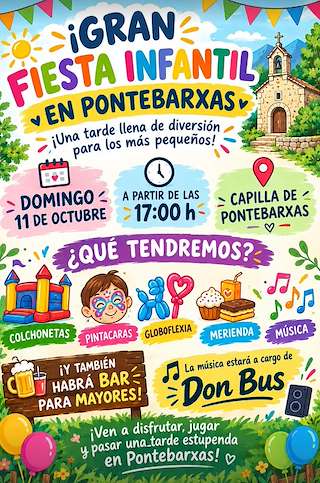 Fechas, información, programa, cartel, imágenes, mapa y ubicación de Fiesta Infantil de Pontebarxas (2026)  en  Padrenda