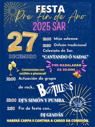 Fechas, información, programa, cartel, imágenes, mapa y ubicación de Fiesta Pre Fin de Año de Sar (2025) en Santiago de Compostela