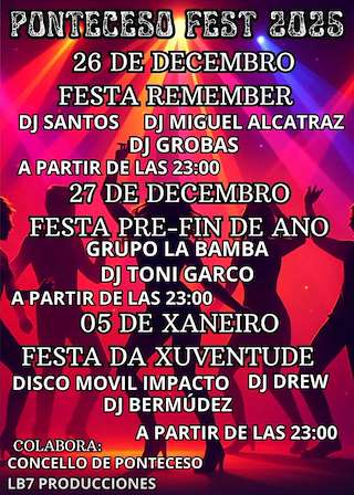 Fechas, información, programa, cartel, imágenes, mapa y ubicación de Fiesta Remember (2025) en Ponteceso