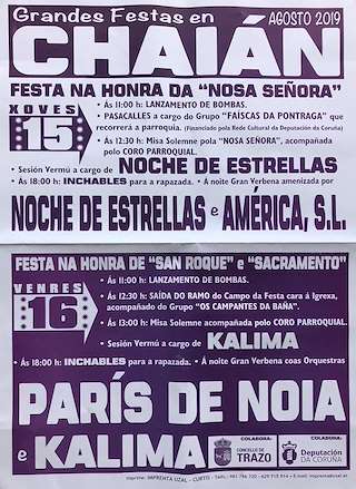 Fiestas Patronales de Chaián en Trazo