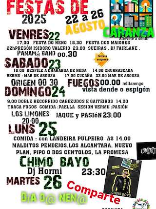 Fechas, información, programa, cartel, imágenes, mapa y ubicación de Fiestas de Caranza  en  Ferrol