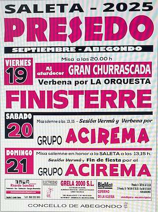 Fechas, información, programa, cartel, imágenes, mapa y ubicación de Fiestas de la Saleta de Presedo  en  Abegondo