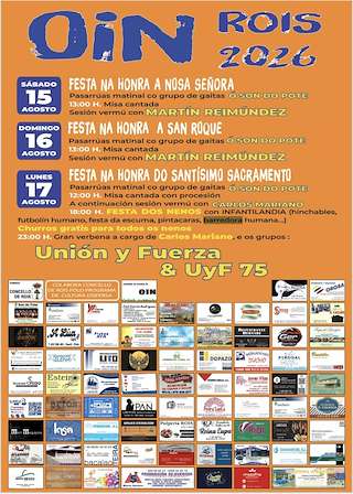 Fechas, información, programa, cartel, imágenes, mapa y ubicación de Fiestas de Oín (2026) en Rois