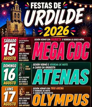 Fechas, información, programa, cartel, imágenes, mapa y ubicación de Fiestas de Urdilde (2026) en Rois
