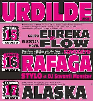 Fechas, información, programa, cartel, imágenes, mapa y ubicación de Fiestas de Urdilde  en  Rois