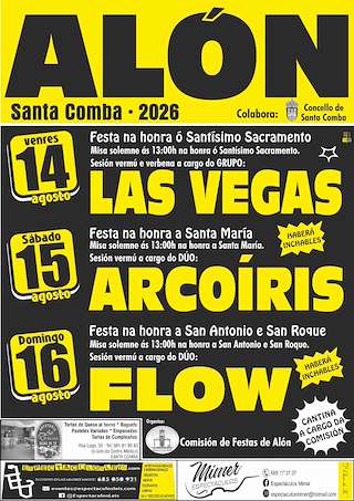 Fechas, información, programa, cartel, imágenes, mapa y ubicación de Fiestas Patronales de Alón (2026) en Santa Comba