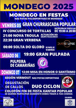 Fechas, información, programa, cartel, imágenes, mapa y ubicación de Fiestas Patronales de Mondego  en  Sada