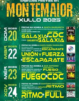 Fechas, información, programa, cartel, imágenes, mapa y ubicación de Fiestas Patronales de Montemaior (2026)  en  A Laracha