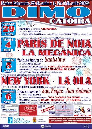 Fechas, información, programa, cartel, imágenes, mapa y ubicación de Fiestas Patronales de San Pedro de Dimo  en  Catoira