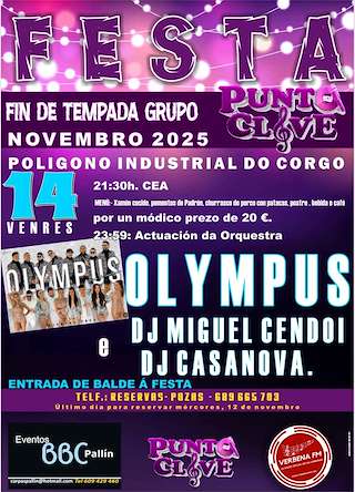Fechas, información, programa, cartel, imágenes, mapa y ubicación de Fin de Tempada Grupo Punto Clave (2025)  en  O Corgo