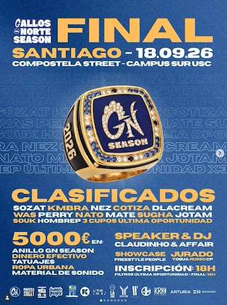 Fechas, información, programa, cartel, imágenes, mapa y ubicación de Final Circuito Freestyle Gallego (2026)  en  Santiago de Compostela