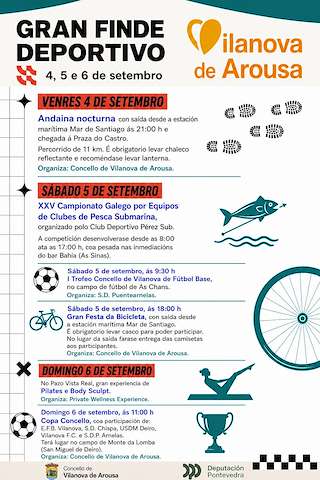 Fechas, información, programa, cartel, imágenes, mapa y ubicación de Finde do Deporte (2026) en Vilanova de Arousa