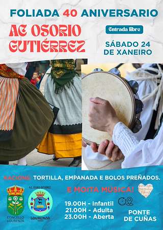 Fechas, información, programa, cartel, imágenes, mapa y ubicación de Foliada 40 Aniversario AC Osorio Gutierrez  (2026)  en  Lourenzá
