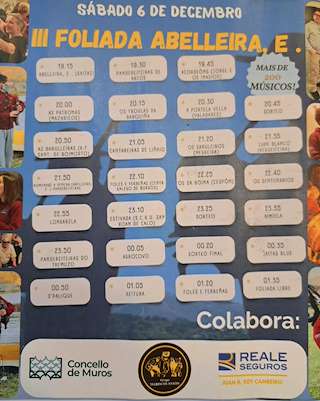 Fechas, información, programa, cartel, imágenes, mapa y ubicación de III Foliada de Abelleira (2025)  en  Muros