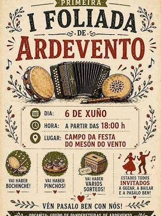 Fechas, información, programa, cartel, imágenes, mapa y ubicación de I Foliada de Ardevento (2026)  en  Ordes