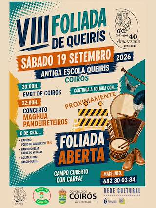 Fechas, información, programa, cartel, imágenes, mapa y ubicación de VIII Foliada de Queirís (2026)  en  Coirós
