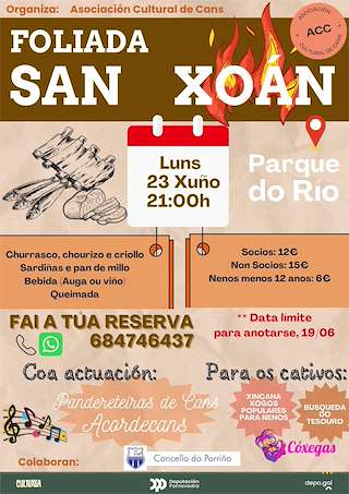 Fechas, información, programa, cartel, imágenes, mapa y ubicación de Foliada de San Xoán  en  O Porriño