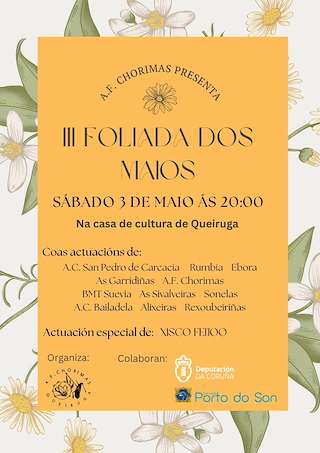 Fechas, información, programa, cartel, imágenes, mapa y ubicación de III Foliada dos Maios de Queiruga  en  Porto do Son