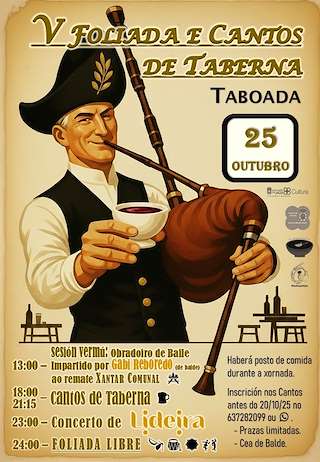 Fechas, información, programa, cartel, imágenes, mapa y ubicación de V Foliada e Cantos de Taberna (2025)  en  Taboada