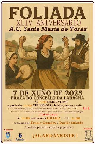 Fechas, información, programa, cartel, imágenes, mapa y ubicación de Foliada  en  Laracha