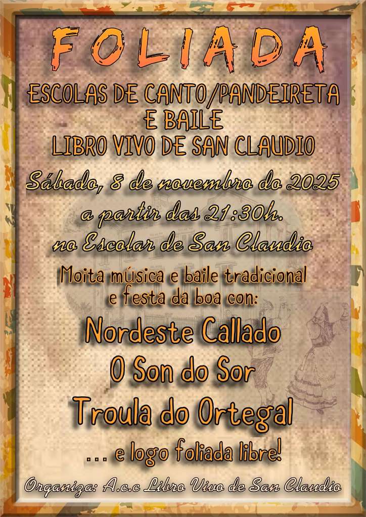 Foliada no Escolar de San Claudio en Ortigueira