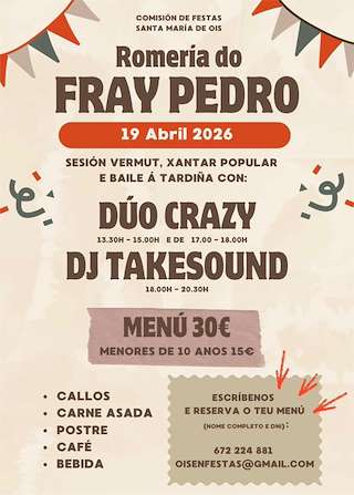 Fechas, información, programa, cartel, imágenes, mapa y ubicación de Fray Pedro de Santa María de Ois  (2026) en Coirós