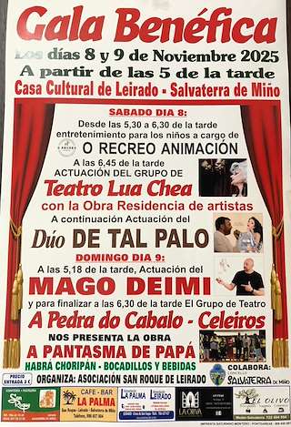Fechas, información, programa, cartel, imágenes, mapa y ubicación de Gala Benéfica de Leirado (2025) en Salvaterra do Miño