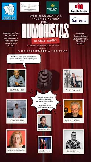 Fechas, información, programa, cartel, imágenes, mapa y ubicación de Gala de Humoristas Solidarios  en  Lugo