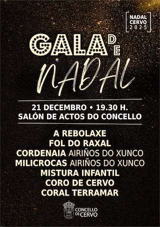 Fechas, información, programa, cartel, imágenes, mapa y ubicación de Gala de Navidad (2025)  en  Cervo