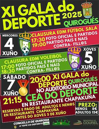 Fechas, información, programa, cartel, imágenes, mapa y ubicación de XI Gala do Deporte  en  Quiroga